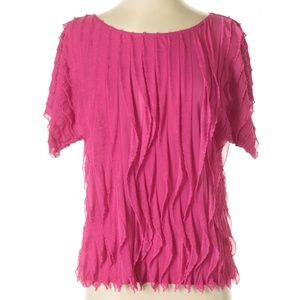 Sunny Leigh Hot Pink Short Sleeve Blouse Sz Small